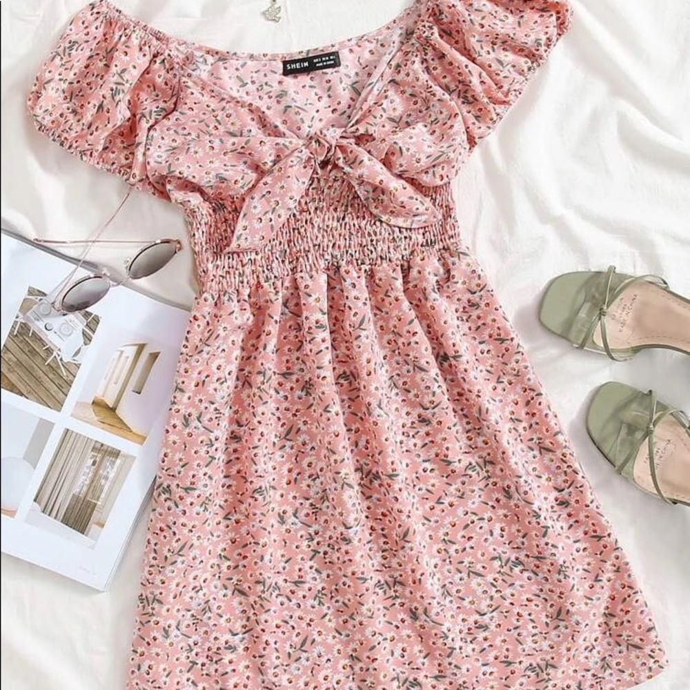 Shein Floral Tie Dress - Size Small